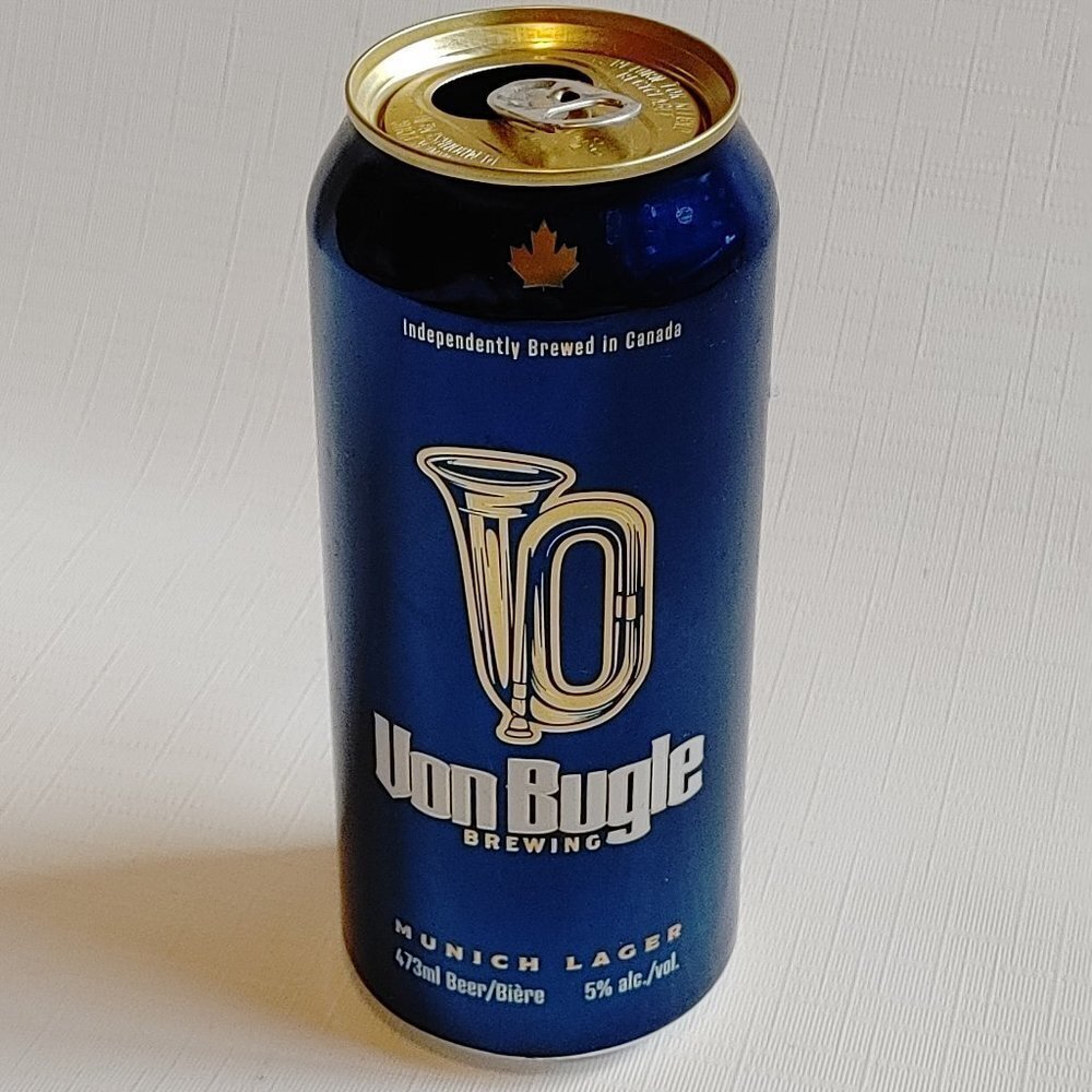 DISCONTINUED Von Bugle Munich Lager Beer Can EMPTY Steam Whistle Brewing